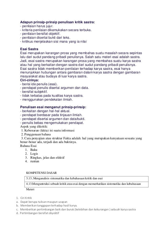 perbedaan resensi kritik sastra dan essay sastra perbedaan resensi kritik sastra dan essay sastra